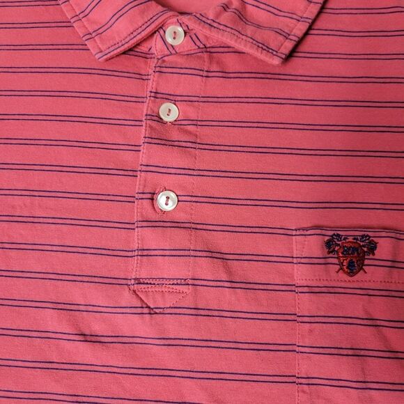 Peter Millar Crown Comfort Men's Golf Polo Shirt XL Red Blue Striped Club Logo A - Picture 5 of 13